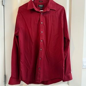 Men’s Express Extra Slim Burgundy Dress Shirt in Medium